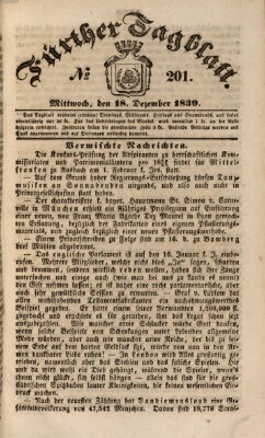 Fürther Tagblatt Mittwoch 18. Dezember 1839