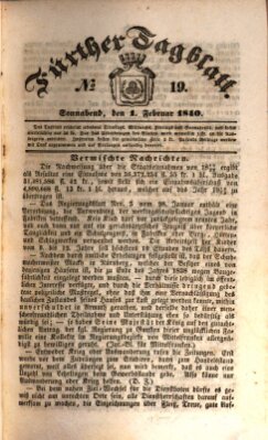 Fürther Tagblatt Samstag 1. Februar 1840