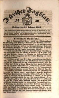 Fürther Tagblatt Freitag 21. Februar 1840