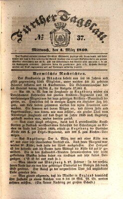 Fürther Tagblatt Mittwoch 4. März 1840