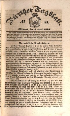 Fürther Tagblatt Mittwoch 1. April 1840