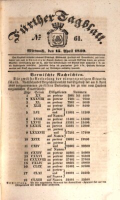 Fürther Tagblatt Mittwoch 15. April 1840