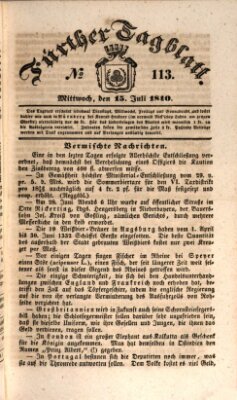 Fürther Tagblatt Mittwoch 15. Juli 1840