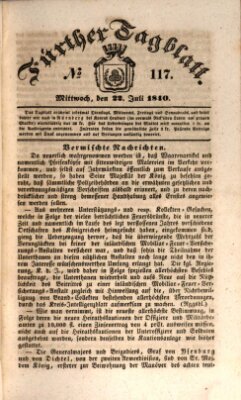 Fürther Tagblatt Mittwoch 22. Juli 1840