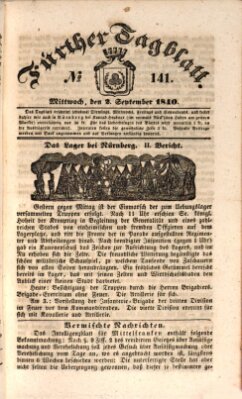 Fürther Tagblatt Mittwoch 2. September 1840