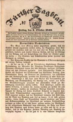 Fürther Tagblatt Freitag 2. Oktober 1840