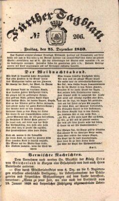 Fürther Tagblatt Freitag 25. Dezember 1840