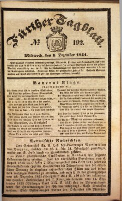 Fürther Tagblatt Mittwoch 1. Dezember 1841