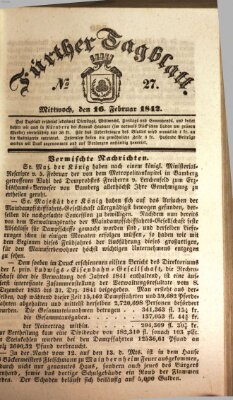 Fürther Tagblatt Mittwoch 16. Februar 1842