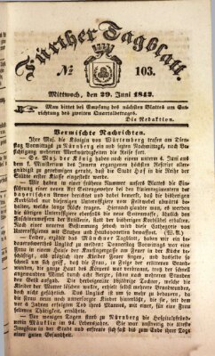 Fürther Tagblatt Mittwoch 29. Juni 1842