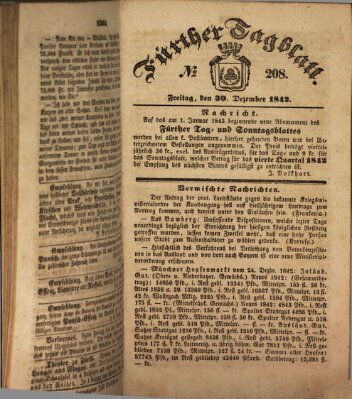 Fürther Tagblatt Freitag 30. Dezember 1842