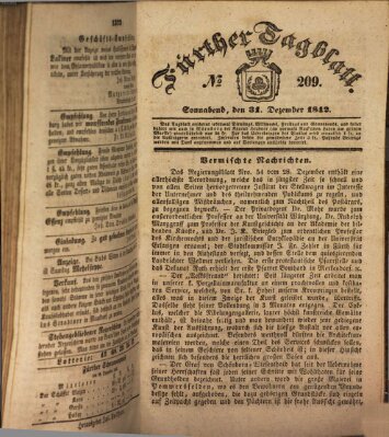 Fürther Tagblatt Samstag 31. Dezember 1842