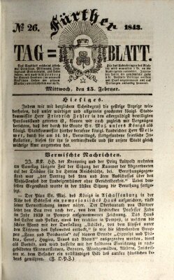 Fürther Tagblatt Mittwoch 15. Februar 1843