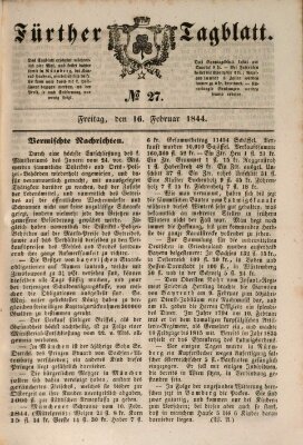 Fürther Tagblatt Freitag 16. Februar 1844