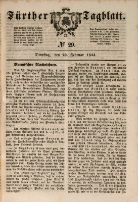 Fürther Tagblatt Dienstag 20. Februar 1844