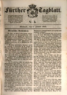 Fürther Tagblatt Mittwoch 8. Januar 1845