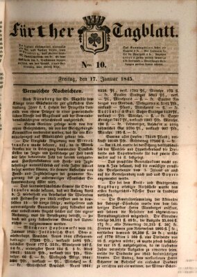 Fürther Tagblatt Freitag 17. Januar 1845