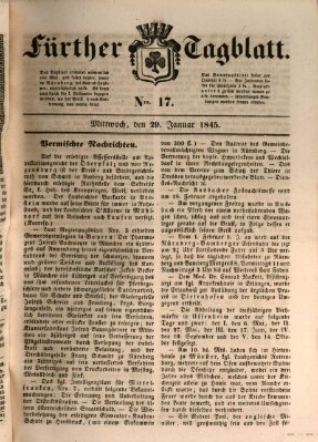 Fürther Tagblatt Mittwoch 29. Januar 1845
