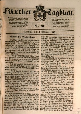 Fürther Tagblatt Dienstag 4. Februar 1845