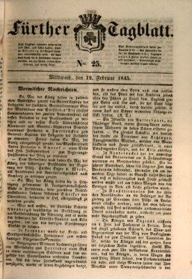 Fürther Tagblatt Mittwoch 12. Februar 1845