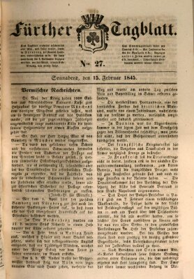 Fürther Tagblatt Samstag 15. Februar 1845