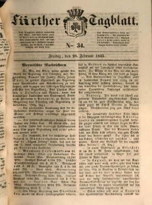 Fürther Tagblatt Freitag 28. Februar 1845