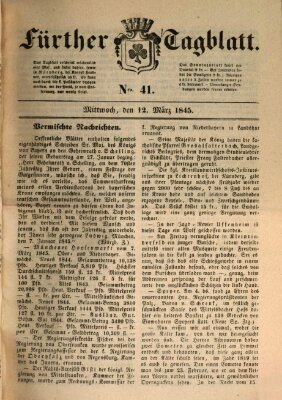 Fürther Tagblatt Mittwoch 12. März 1845