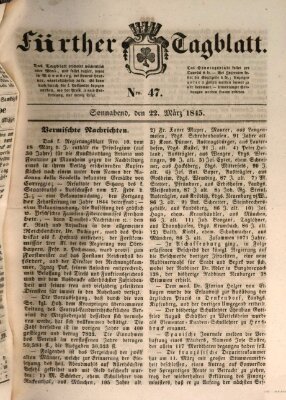 Fürther Tagblatt Samstag 22. März 1845