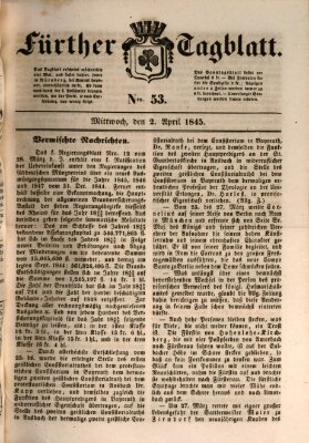 Fürther Tagblatt Mittwoch 2. April 1845