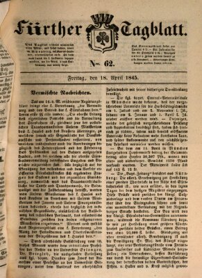 Fürther Tagblatt Freitag 18. April 1845