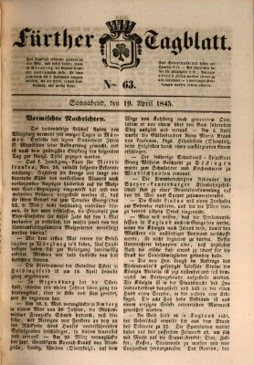 Fürther Tagblatt Samstag 19. April 1845