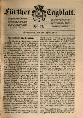 Fürther Tagblatt Samstag 26. April 1845