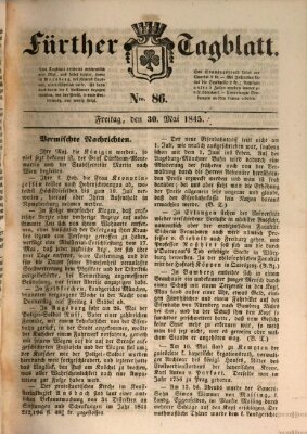 Fürther Tagblatt Freitag 30. Mai 1845