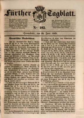 Fürther Tagblatt Samstag 28. Juni 1845