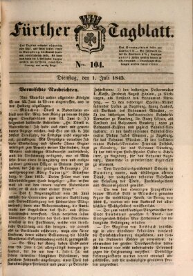 Fürther Tagblatt Dienstag 1. Juli 1845