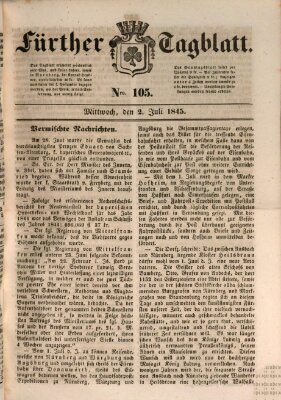 Fürther Tagblatt Mittwoch 2. Juli 1845