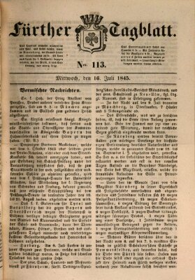 Fürther Tagblatt Mittwoch 16. Juli 1845