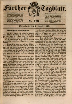 Fürther Tagblatt Samstag 2. August 1845