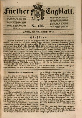 Fürther Tagblatt Freitag 29. August 1845