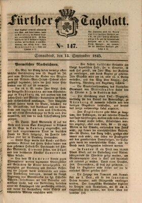 Fürther Tagblatt Samstag 13. September 1845