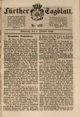 Fürther Tagblatt Mittwoch 1. Oktober 1845