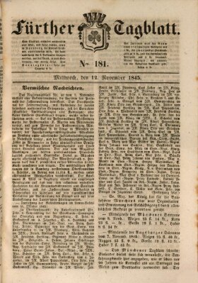 Fürther Tagblatt Mittwoch 12. November 1845