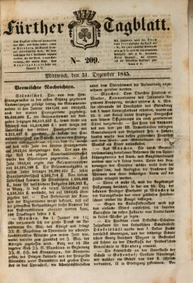 Fürther Tagblatt Mittwoch 31. Dezember 1845