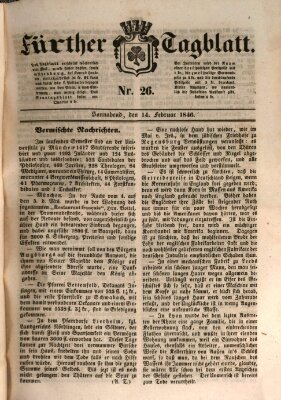 Fürther Tagblatt Samstag 14. Februar 1846