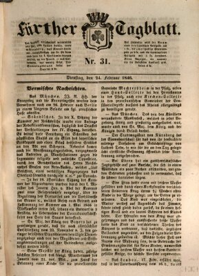 Fürther Tagblatt Dienstag 24. Februar 1846