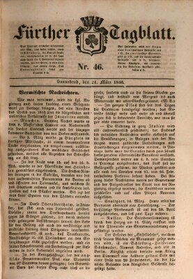 Fürther Tagblatt Samstag 21. März 1846