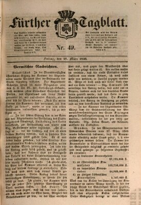 Fürther Tagblatt Freitag 27. März 1846