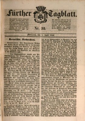 Fürther Tagblatt Mittwoch 1. April 1846