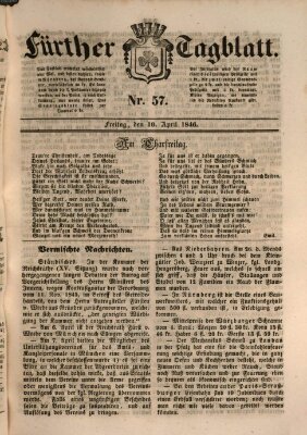 Fürther Tagblatt Freitag 10. April 1846
