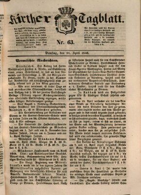 Fürther Tagblatt Dienstag 21. April 1846